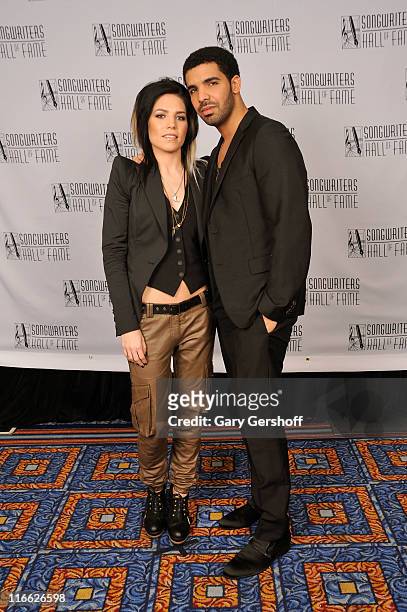 Skylar Grey and Drake attend the Songwriters Hall of Fame 42nd Annual Induction and Awards at The New York Marriott Marquis Hotel - Shubert Alley on...