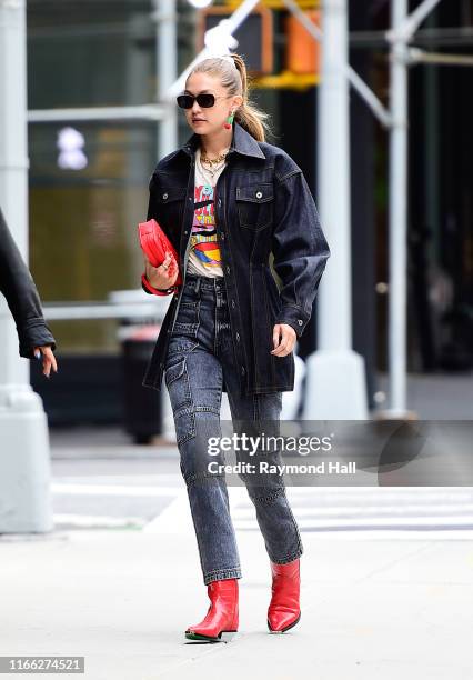 Model Gigi Hadid is seen walking in SoHo on September 6, 2019 in New York City.