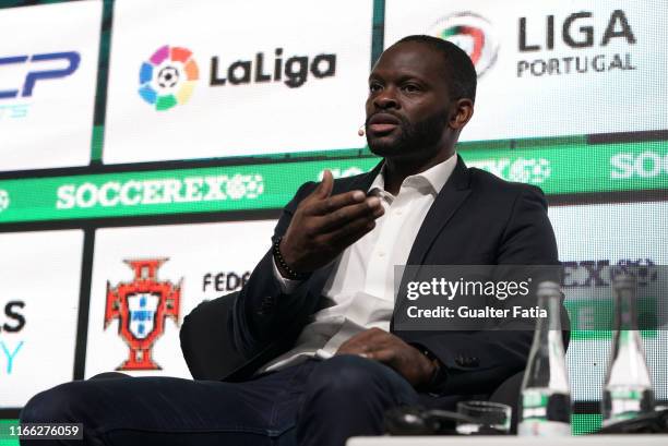 Louis Saha - CEO & Founder AxisStars talks during Day 2 of Soccerex Europe Convention at Tagus Park on September 6, 2019 in Lisbon, Portugal.