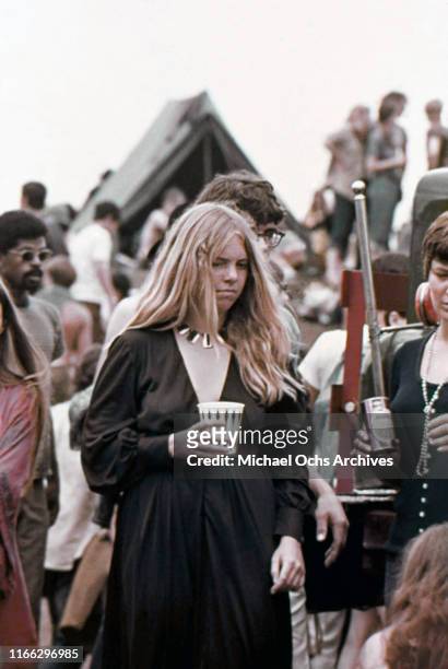 Attendees at the Woodstock Music & Arts festival on August 16, 1969 in Woodstock, New York.