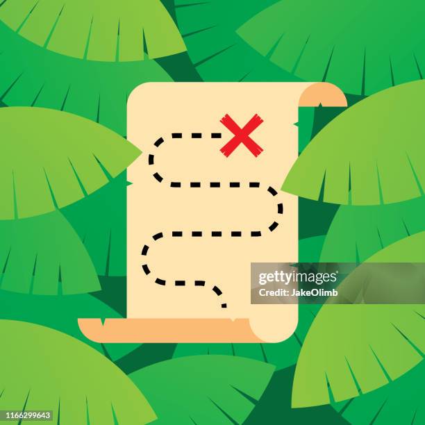 ilustraciones, imágenes clip art, dibujos animados e iconos de stock de mapa del tesoro plano - mapa del tesoro