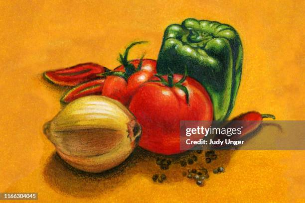 pastel-veg group a - peppercorn sauce stock illustrations
