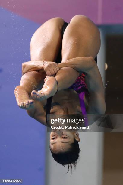 Diana Pineda of Colombia competes in Women's Diving 3m Springboard Final on Day 10 of Lima 2019 Pan American Gameson August 05, 2019 in Lima, Peru.