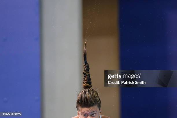 Luana Wanderley Moreira of Brazil competes in Women's Diving 3m Springboard Final on Day 10 of Lima 2019 Pan American Games on August 05, 2019 in...
