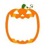 Halloween pumpkin head (jack o lantern) illustration (mouth open) / text space