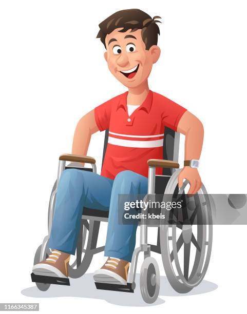 young man in wheelchair - paralysis stock illustrations
