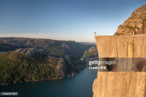 pulpit rock preikestolen, norway - edge of cliff stock pictures, royalty-free photos & images