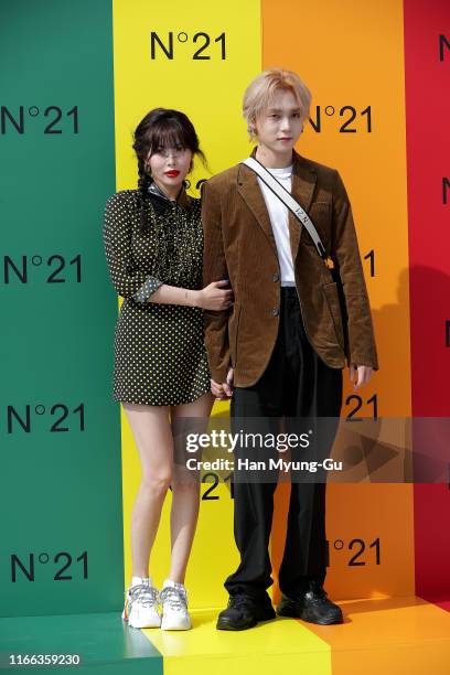 Former member of girl group 4minute, Hyun-A and singer Kim Hyo-Jong attend the photocall for N21 on August 06, 2019 in Seoul, South Korea.