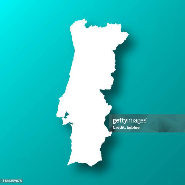 portugal map on blue green background with shadow - lisbon stock illustrations