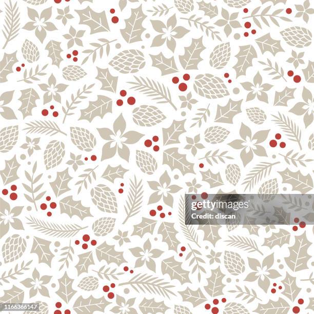 illustrations, cliparts, dessins animés et icônes de modèle d'hiver sans couture avec des baies de houx. - noël