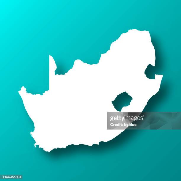 stockillustraties, clipart, cartoons en iconen met zuid-afrika kaart op blauw groene achtergrond met schaduw - kaapstad