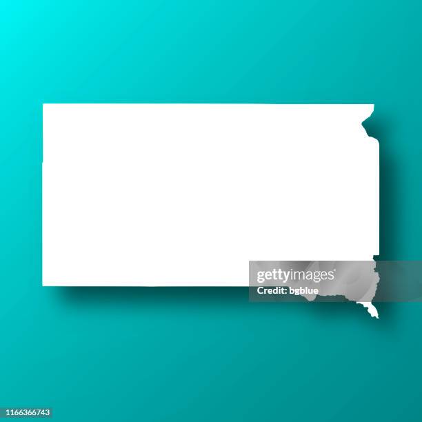 south dakota map on blue green background with shadow - sioux falls stock illustrations