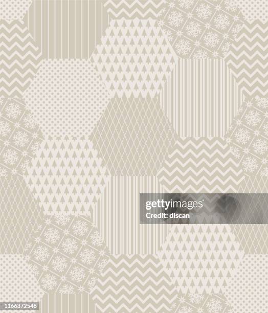 christmas patchwork with winter symbols. seamless pattern. - folk music stock illustrations