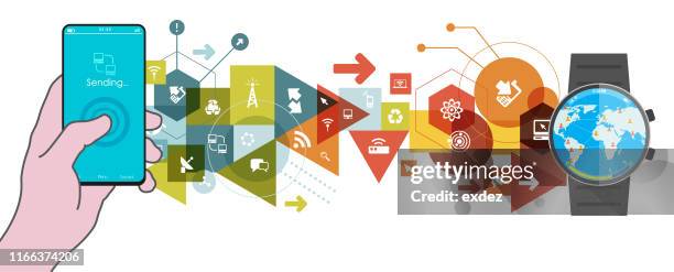 mobile network on smartphone - abstract network connection stock illustrations