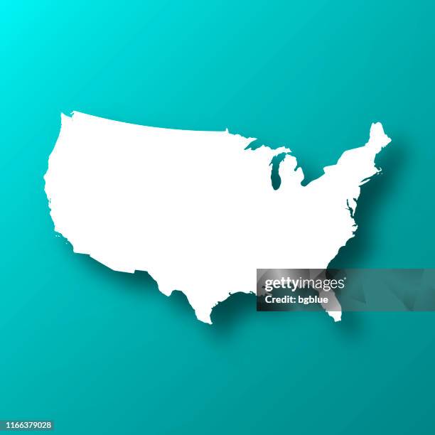 usa map on blue green background with shadow - customs border stock illustrations