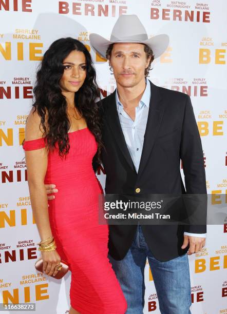Camila Alves and Matthew McConaughey arrive at the "Bernie" premiere during the 2011 Los Angeles Film Festival held at Regal Cinemas L.A. Live on...