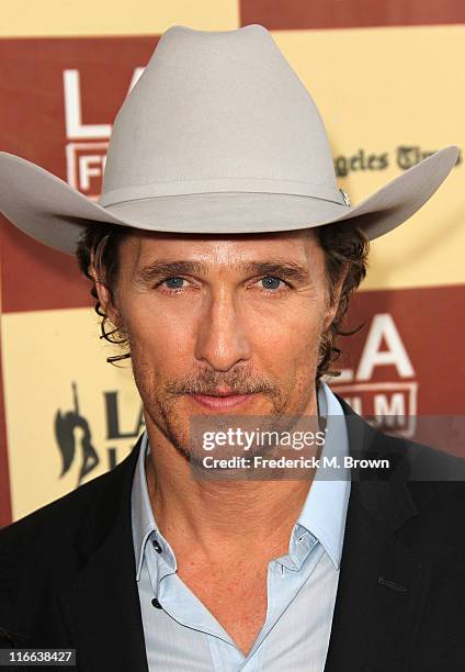 Actor Matthew McConaughey attends the Film Independent's 2011 Los Angeles Film Festival Opening Night Premiere of "Bernie" at the Regal Cinemas L. A....