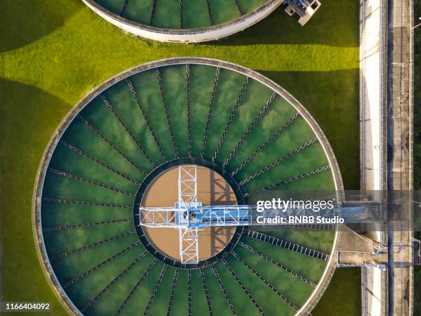 aerial view of water treatment plant - mineral water stock pictures, royalty-free photos & images