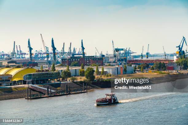 hamburg harbor seen from above, hamburg, germany - hamburger hafen stock-fotos und bilder