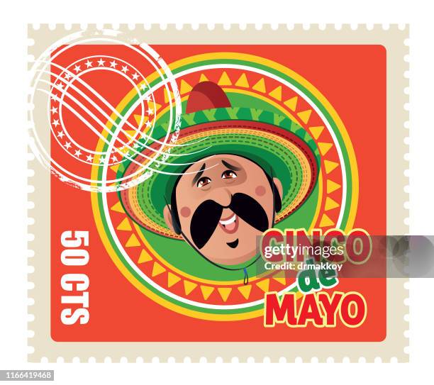 cinco de mayo stamp - los cabos stock illustrations