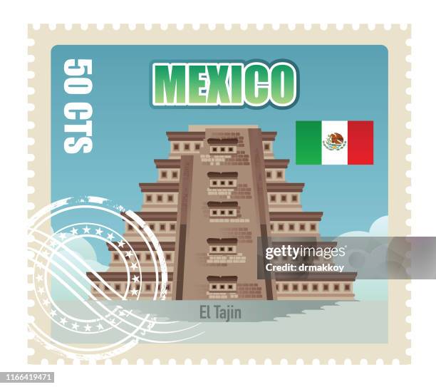 ilustrações de stock, clip art, desenhos animados e ícones de the tajin stamp - pirâmide dos nichos