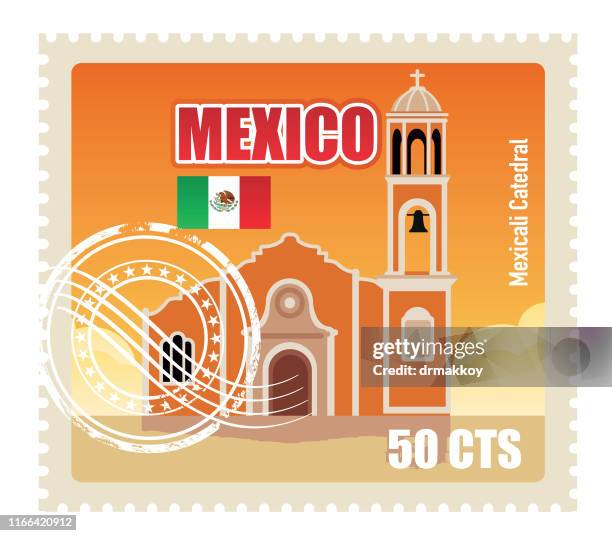cathedral mexicali stamp, mexicali - mexicali stock illustrations