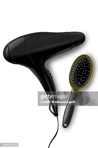 hairdryerandhairbrush - secador de cabelo - fotografias e filmes do acervo