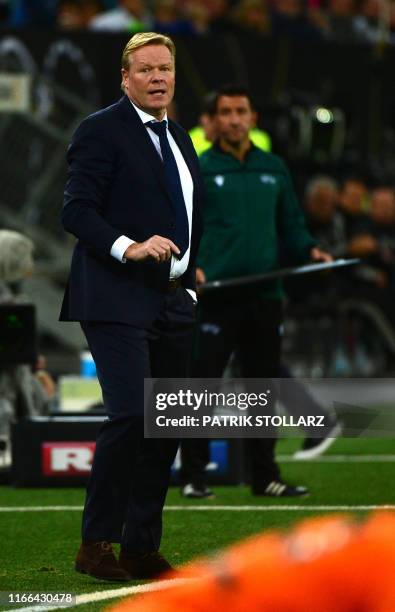 Netherlands' Coach Ronald Koeman reacts from the sidelines during the UEFA Euro 2020 Group C qualification football match between Germany and the...