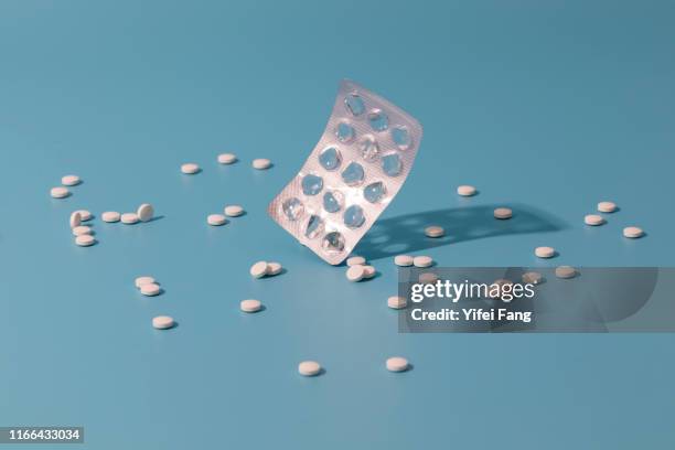 empty medicine blister package against color background - blister stock pictures, royalty-free photos & images