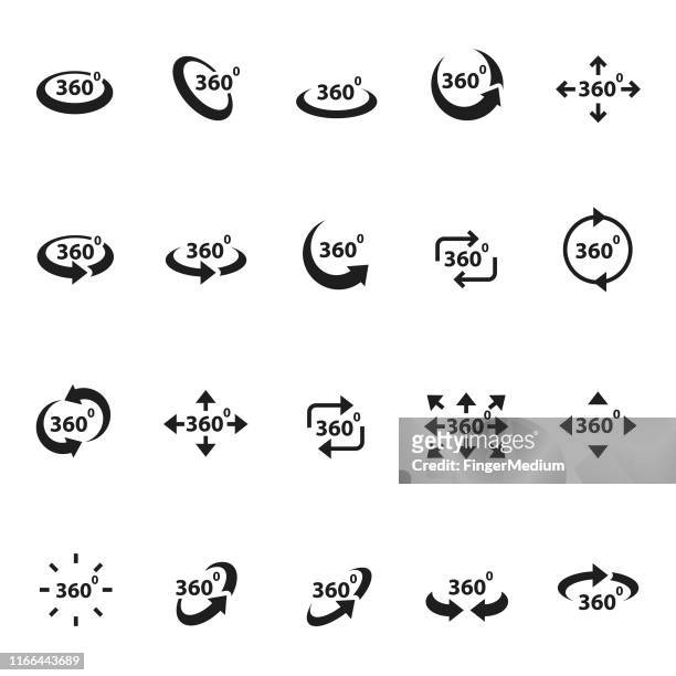 set of 360 degree view icons - 360 stock illustrations