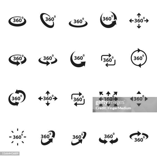 set of 360 degree view icons - panoramic stock illustrations
