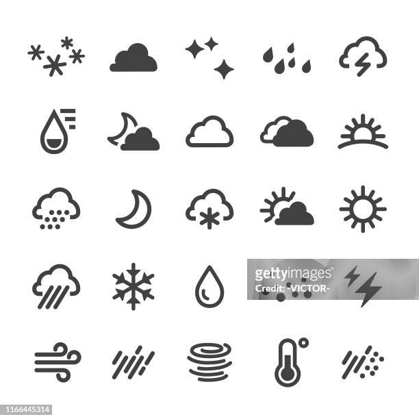 illustrazioni stock, clip art, cartoni animati e icone di tendenza di icone meteo - smart series - tempo atmosferico