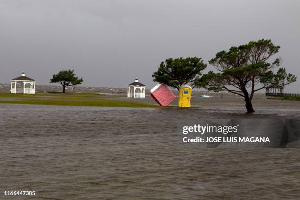 Flooded park is seen in Rodanthe as Hurricane Dorian hits Cape Hatteras in North Carolina on September 6, 2019. - The final death toll from Hurricane...
