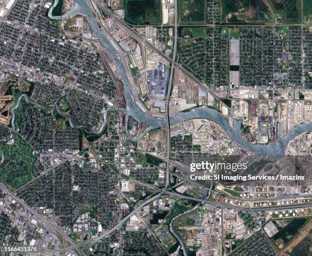 satellite image, houston, usa - houston flood stock pictures, royalty-free photos & images