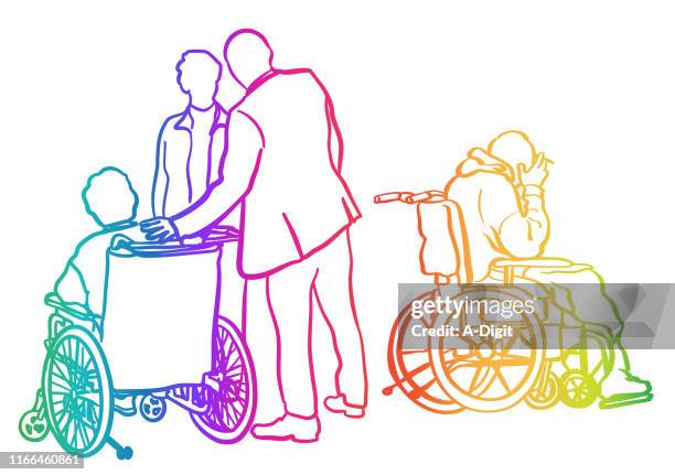 elderly and lonely rainbow - generational difference stock illustrations