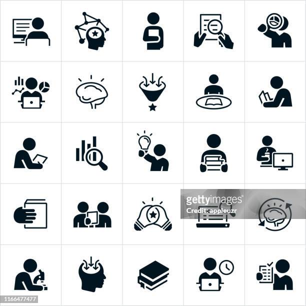research icons - research stock illustrations