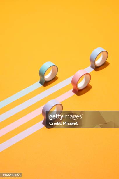 adhesive tapes moving forward - school supplies pattern stock pictures, royalty-free photos & images