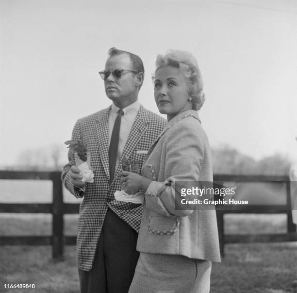 American actress and singer Jane Powell and her husband Pat Nerney attend a Premiere Bar-B-Q at the Matt Winn Williamson Farm outside Louisville,...