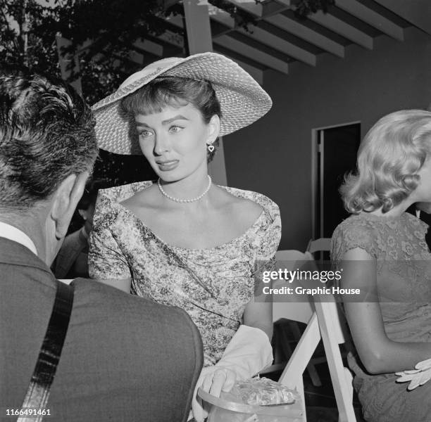 American actress Ann Blyth at a birthday party for movie columnist Louella Parsons, USA, circa 1955.