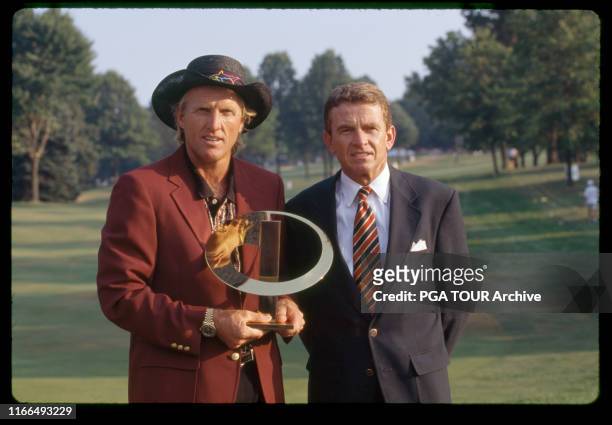 Greg Norman, Tim Finchem 1995 NEC World Series of Golf - August Photo by Sam Greenwood/PGA TOUR Archive via Getty Images