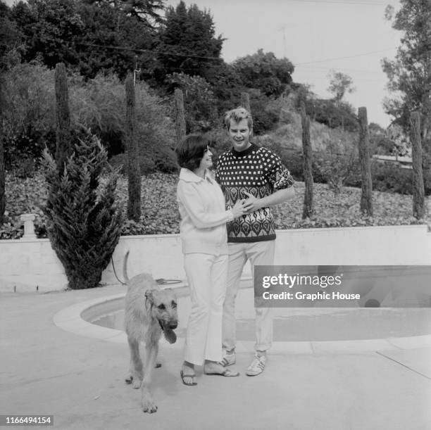 American actor Troy Donahue at home in Beverly Hills, California, with his wife Valerie Allen, circa 1967.