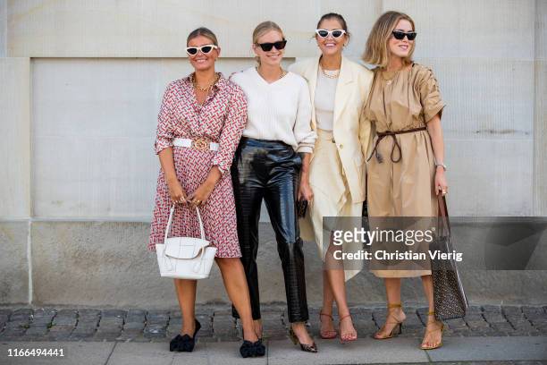 Group of guests seen outside Mykke Hofmann during Copenhagen Fashion Week Spring/Summer 2020 on August 06, 2019 in Copenhagen, Denmark.