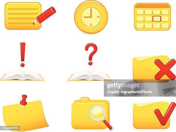 web icon set - yellow post it notes stock illustrations