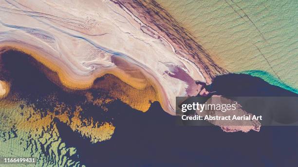 aerial view directly above a sandbar, shark bay, australia - sand art stock pictures, royalty-free photos & images