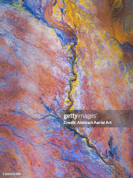 surreal mine tailings shot from directly above, south australia - mineral exploration stock pictures, royalty-free photos & images