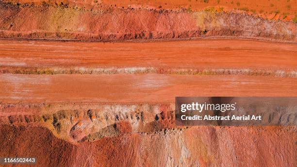drone view of an iron mine, iron knob, australia - iron ore stock pictures, royalty-free photos & images