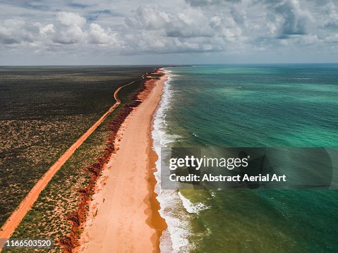 Aerial Shot Showing The Coastline At James Price Point Western aerial-shot-showing-the-coastline-at-james-price-point-western