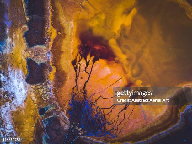 mine tailings as seen from above, mount morgan, queensland, australia - geology abstract stock pictures, royalty-free photos & images