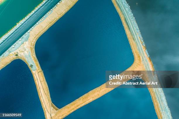 tailing ponds as seen from a drone point of view, new south wales, australia - relave fotografías e imágenes de stock