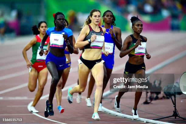 Lindsey Butterworth of Canada competes during Athletics Women's 800m Semifinal on Day 11 of Lima 2019 Pan American Games at Athletics Stadium of...